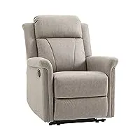 homcom fauteuil de relaxation inclinable 135° manuellement |tissu en microfibre avec repose-pied gris