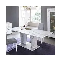 dansmamaison table de repas 180/225 cm marbre blanc brillant - carrare - l 180/225 x l 100 x h 76 cm