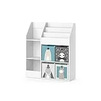 vicco bibliothèque enfant luigi, blanc, 100.4 x 114.2 cm avec 4 boîtes pliantes (grises)