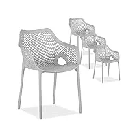 homestyle4u chaise de jardin avec accoudoirs lot de 4 grises