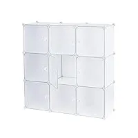 baroni home armoire modulaire peu encombrant, meuble de rangement empilable en plastique de chambre, organisateur 9 compartiments à cubes pour l’entrée, 117x37x111 cm