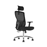 chaise bureau ergonomique, chaise de bureau avec roullettes, fauteuil de bureau appuie-tête et accoudoir réglables, maille respirante, support lombaire réglable, roulement 150kg