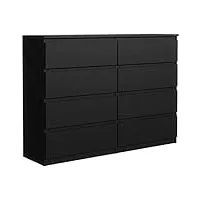 meble masztalerz commode 8 tiroirs noir mat - 120 x 101,5 x 39 cm -meuble de rangement - commode chambre - meuble salon classique