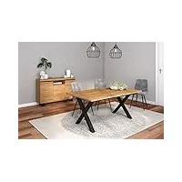 skraut home - ensemble de meubles de salon | table 170 pieds u 8 convives | crédence/buffet 140 tall | chêne et noir | style industriel