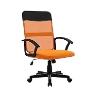 hlfurnieu chaise bureau hauteur réglable fauteuil de bureau confortable en maille respirante chaise de bureau ergonomique siège de bureau pivotante à dossier moyen orange