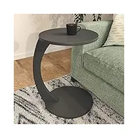 [en.casa] table d'appoint ronde pour salon table de chevet design pour chambre bout de canapé aux 4 roulettes panneau de particules 56 x 38 cm gris
