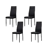 home design & confort lot de 4 chaises de salle à manger tapissées - chaises de cuisine tapissées - chaises à manger pack (noir, 4)