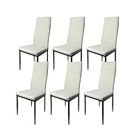 home design & confort lot de 6 chaises de salle à manger tapissées blanc - chaises de cuisine tapissées - lot de 6 chaises de salle à manger blanc (6)