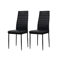 home design & confort lot de 2 chaises de salle à manger tapissées - chaises de cuisine tapissées - chaises à manger pack 2 (noir, 2)