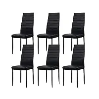 home design & confort lot de 6 chaises de salle à manger tapissées - chaises de cuisine tapissées - chaises à manger pack 6 (black, 6)