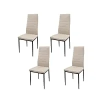 home design & confort lot de 4 chaises de salle à manger tapissées - chaises de cuisine tapissées - chaises à manger pack (beige, 4)