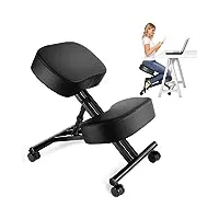 himimi tabouret bureau ergonomique | cuir synthétique - mousse épaisse et confortable | roulettes à frein| chaise à genoux réglable pour la maison et le bureau