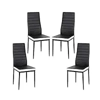lot de 4 chaises de salle à manger,sgs tested, chaises de salle a manger, siege rembourre epais, chaises pour salle a manger, chaises de salle a manger moderne,4pc (noir + blanc)