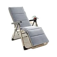 fauteuil relax, chaise de bureau sieste lit pliant, chaises de terrasse de salon d'extérieur chaise de plage avec oreiller inclinable pliant réglable à 5 vitesses-kaki + coton