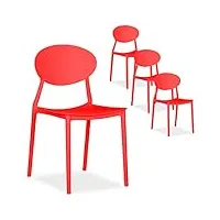 homestyle4u 2450 lot de 4 chaises de jardin empilables en plastique résistant aux intempéries rouge