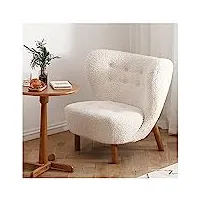 zorza fauteuil salon chaise fauteuil blanc coiffeuse fausse laine d'agneau chaise scandinave bois massif style vintage fauteuil fauteuil chambre fauteuil salon confortable