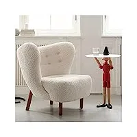 zorza fauteuil salon chaise coiffeuse fausse laine d'agneau fauteuil blanc bois massif chaise scandinave style vintage fauteuil chaise velours fauteuil scandinave fauteuil salon confortable