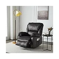 dupi chicago fauteuil de massage électrique avec chaleur lombaire, inclinable, en microfibre, 2 ports usb 3.0 noir