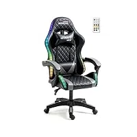 amstrad ultimate-bk-led fauteuil/chaise de bureau gamer coloris noir & grise - eclairage led 366 effets - télécommande