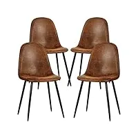 furniturer charlton dcb chaises de cuisine avec pieds en métal pour salon, marron, set of 4