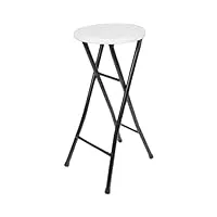 druline tabouret de bar pliable – chaise de cuisine – tabouret de comptoir pliant – chaise de bar – diamètre 31 cm – hauteur d'assise env. 70 cm – charge maximale 100 kg – métal/plastique (noir/blanc)