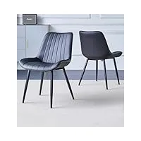 hallowood furniture lot de 2 chaises de salle à manger en cuir synthétique, élégantes et modernes avec pieds en métal robustes pour la maison, le bureau et le café, chaise de salle à manger en cuir