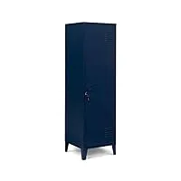idmarket - armoire vestiaire ester porte métal bleu foncé design industriel