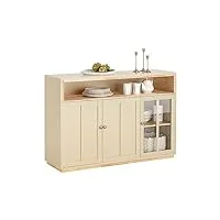 sobuy buffet placard de cuisine meuble de rangement armoire de cuisine multi-rangements avec 3 portes meuble d'entrée meuble latéral, 120 x 84 x 40 cm, beige, fsb80-mi