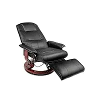 cherbowing fauteuil de relaxation avec fonction massage, pivotant à 360 °, avec fonction allongée, repose-pieds, salon, bureau, chambre à coucher, fauteuil de massage, tv en cuir synthétique