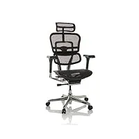 hjh office chaise de bureau ergohuman i filet fauteuil de bureau ergonomique avec soutien lombaire flexible, noir, 652277