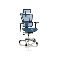 hjh office chaise de bureau ergohuman slim i filet fauteuil de bureau ergonomique avec soutien lombaire flexible, bleu, 652291