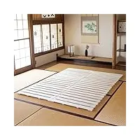 emoor lit à lattes en bois de type rouleau double taille (140 x 200 cm) franco-tower pour matelas futon de sol japonais, paulownia non peint, literie de sommeil invité tatami mat