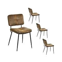 meuble cosy lot de 4 chaises de salle à manger rétro vintage avec dossier assise rembourrée en suédine pieds en métal pour cuisine salon chambre bureau, blanco, 54x45x82cm