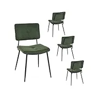 meuble cosy lot de 4 chaises de salle à manger rétro vintage avec dossier assise rembourrée en tissu pieds en métal pour cuisine salon chambre bureau, negro, 54x45x82cm
