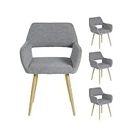 meuble cosy lot de 4 chaises de salle à manger scandinave fauteuil assise rembourrée en bouclette pieds en métal pour cuisine salon chambre bureau, gris, 56x56x78cm