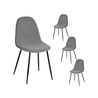 meuble cosy lot de 4 chaises de salle à manger scandinave avec dossier assise rembourrée en bouclette pieds en métal pour cuisine salon chambre bureau, gris, 44,5x58x86cm