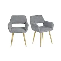meuble cosy lot de 2 chaises de salle à manger scandinave fauteuil assise rembourrée en bouclette pieds en métal pour cuisine salon chambre bureau, gris, 56x56x78cm
