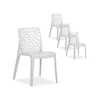 homestyle4u 2466 lot de 4 chaises de jardin empilables en plastique résistant aux intempéries blanc