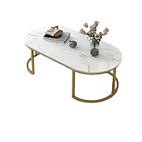 table basse en marbre nordique, table d'appoint créative en métal, table basse ovale, table de salon en fer forgé à la mode, table basse de meubles de salon à la maison, blanc, 100 × 60 × 47