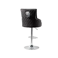 fativo tabouret bar hauteur réglable: chaise haute cuisine 106-127cm avec repose pied fauteuil de bar pivotant en velours pour ilôt central bistrot bureau - noir