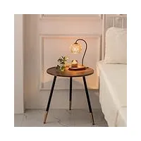 hanobe table basse d'appoint ronde: bois moderne table basse salon petite noyer noir grain bout de canapé chambre decoration assemblage facile 45cm