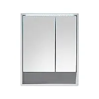 stella trading lucera éclairage led en blanc mat – armoire miroir de salle de bain avec beaucoup d'espace de rangement, bois d'ingénierie métal plastique, 60 x 75 x 20 cm