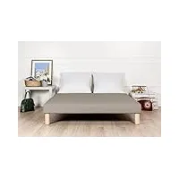 outlet literie sommier tapissier gris 120 x 190 - pieds offerts - bois massif label pefc - fabrication française & durable - qualité hôtelière (120x190cm)