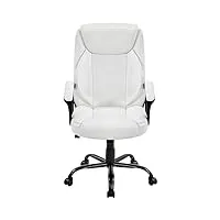 abician fauteuil de bureau en similicuir fauteuil de direction avec haut dossier support lombaire avec base en métal chaise de bureau ergonomique à roulettes réglable en hauteur blanc
