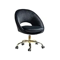 hulala home chaise de bureau pivotante fauteuil de bureau en velours confortable siège ergonomique d' ordinateur réglable en hauteur pour bureau à domicile,noir