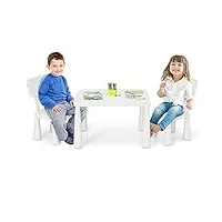 costway table et chaises enfants 1-7 ans avec dossier ergonomique, table polyvalente avec structure stable, hauteur scientifique pour manger dessiner Écrire, charge 50kg, 76,5x54,5x49,5cm…