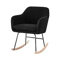 baÏta fauteuil elsa rocking chair en tissu bouclette noir