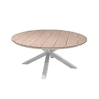 hespéride table de jardin ronde origo acacia & blanc 8 places, multicolore, standard