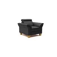 cavadore ammerland fauteuil en cuir véritable avec ressorts et tête de lit réglable 101 x 84 x 93 cm noir