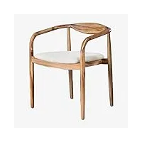 sklum chaise de salle à manger en bois d'acacia et chenille mallory acacia rustique marron